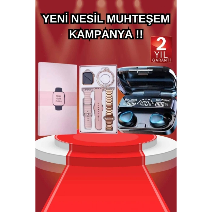 BFS Aksesuar Hediyeli Akıllı Saat ve Dijital Göstergeli Powerbankli Bluetooth Kulaklık