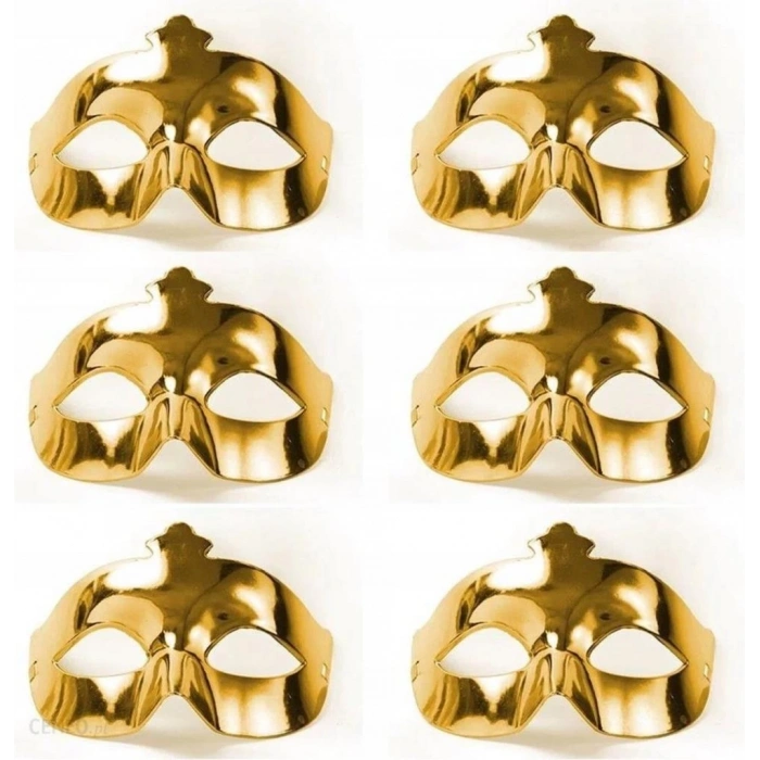 BFS   Altın Metalize Renk Düz Balo Parti Maskesi 6 Adet