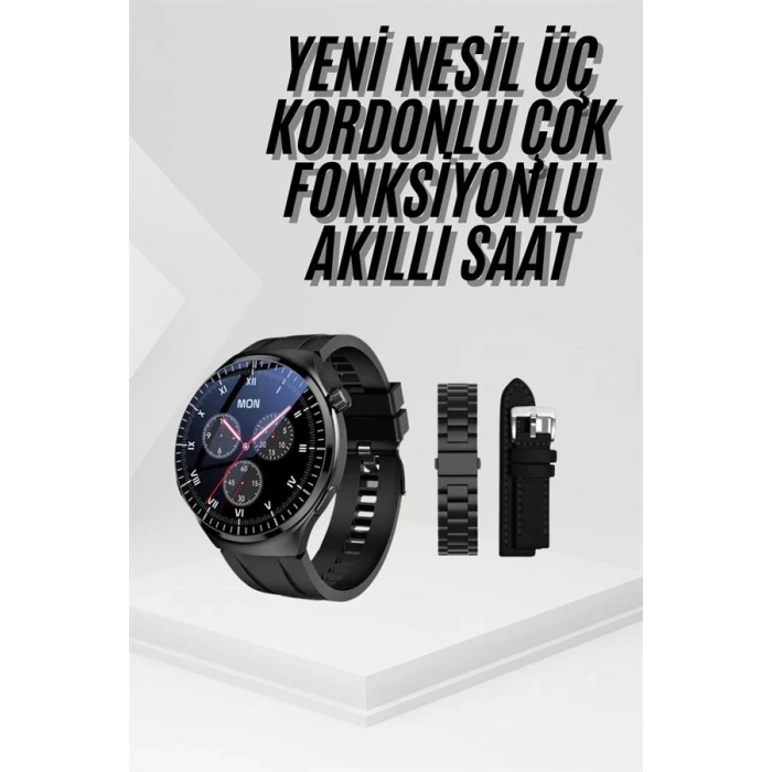 BFS Amoled Ekran Metal Deri Silikon Kordonlu Uyku ve Sağlık Takibi