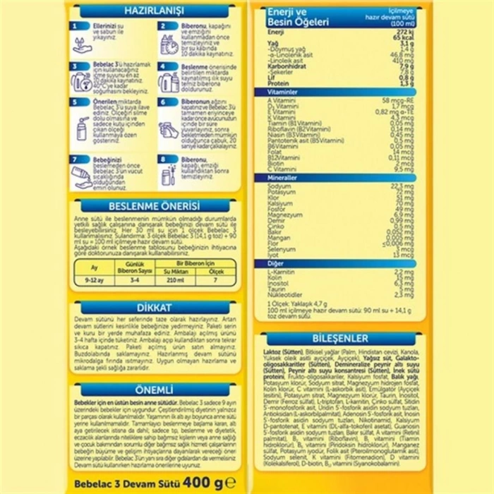 BFS   Bebelac Bebek Devam Sütü No3 400 Gr