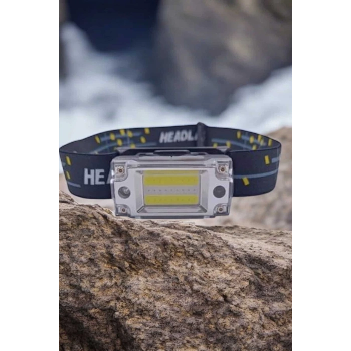 BFS Beyaz Led Işık Sensörlü Kafa Lambası Lityum Batarya Led El Fenerli Şarjlı