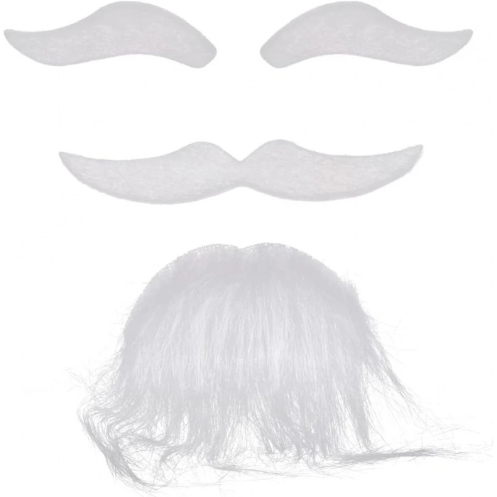 BFS  Beyaz Renk Kendinden Yapışkanlı Takma Sakal Bıyık ve Kaş Seti