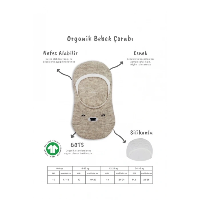 BFS  Bistyle 2Li Babet Cute Face Penye Çorap BS30103 Bej Beyaz