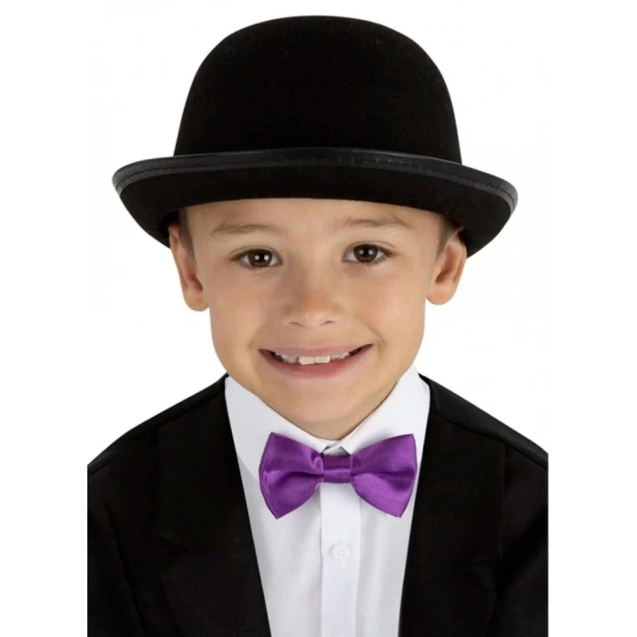 BFS  Charlie Chaplin Stil Çocuk Şapkası – Siyah Melon Parti Şapkası