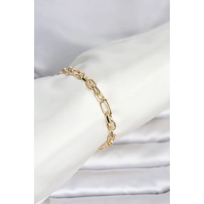 Mey İthalat® CM 14K Gold Renk Kalın Zincir Model Kadın Bileklik