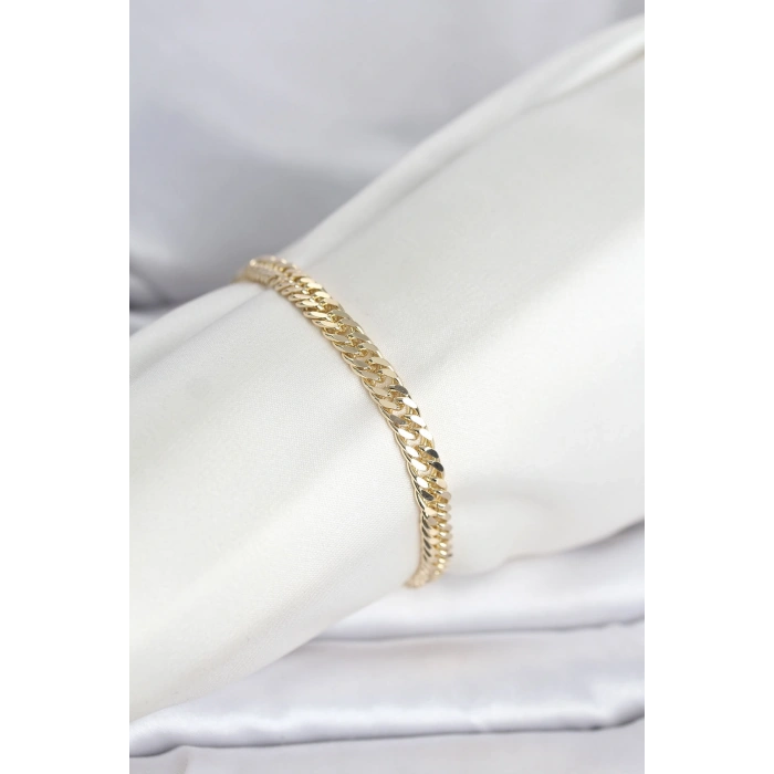 Mey İthalat® CM 14K Gold Renk Kalın Zincir Model Kadın Bileklik