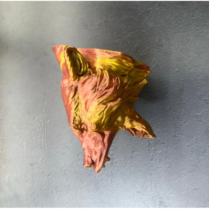 BFS Dekoratif Asılabilir Jaguar Başı 3D Duvar Heykeli Gold Red 20x16 cm