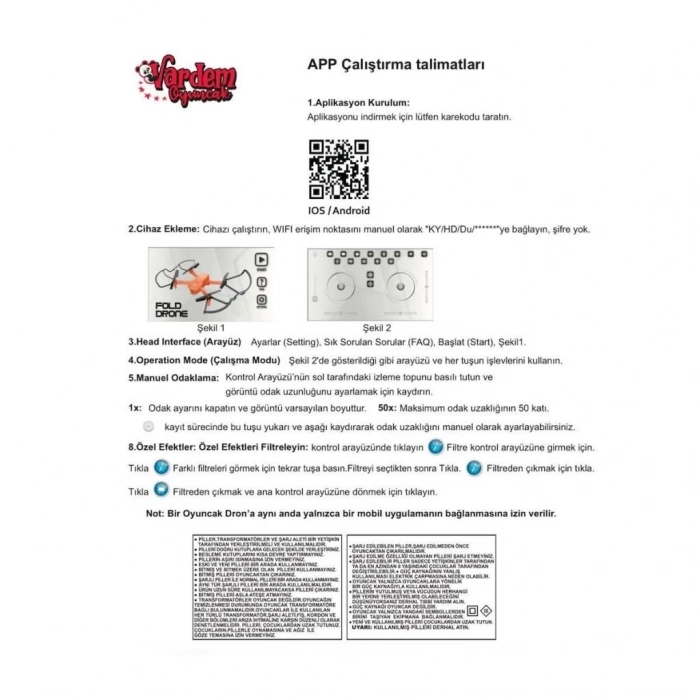 BFS   DSX-41 Kumandalı 2.4G Şarjlı Kameralı Katlanabilir Drone -Vardem Oyuncak