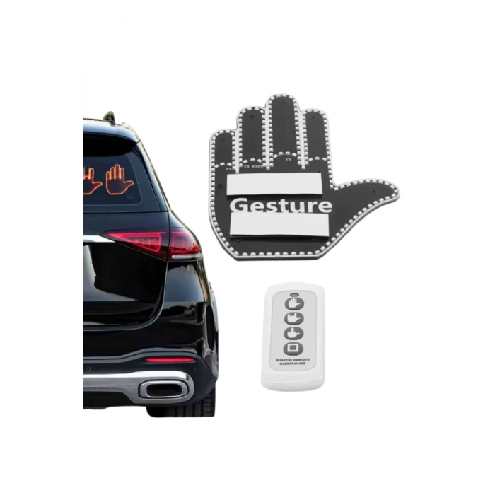 BFS El Orta Parmak Led Kumandalı Araç İçi Reflektör Arka Cam El Simgesi