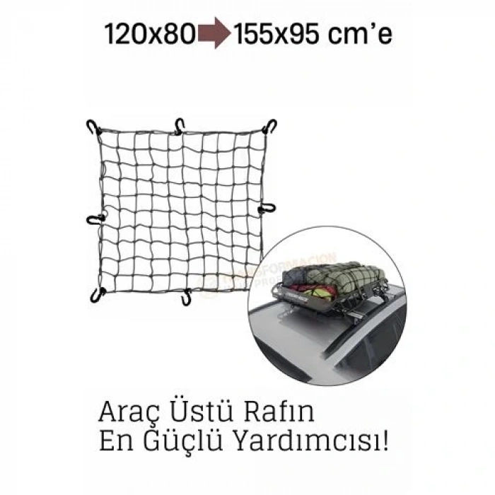 BFS Elastik Bagaj Filesi 120x80 cm – 155x95 cm’e Kadar Genişler | Araç Üstü, Kamp ve Seyahat İçin