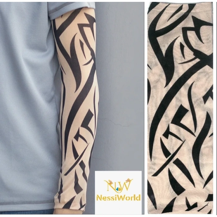 BFS Giyilebilir Kol Dövmesi Çorap Dövme 3D Baskılı Kol Bacak Dövme 2 Adet Model 10