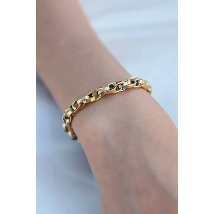 BFS Gold Renk Çelik Zincir Kadın Bileklik