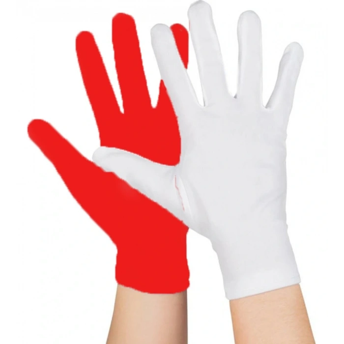 BFS Gösteriler İçin 1 Çift Kırmızı Beyaz Pandomim Eldiveni Çocuk Boy