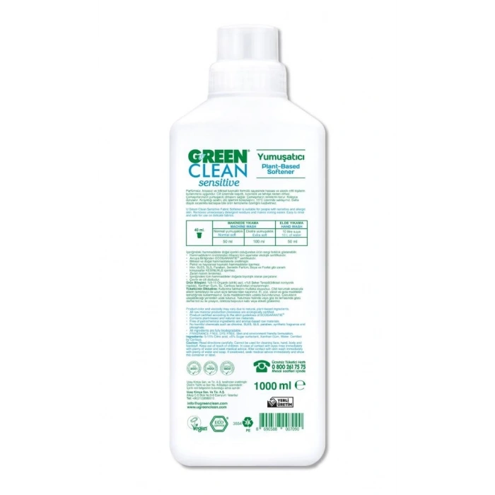 BFS   Green Clean Sensitive Parfümsüz Bitkisel Yumuşatıcı 1000ml