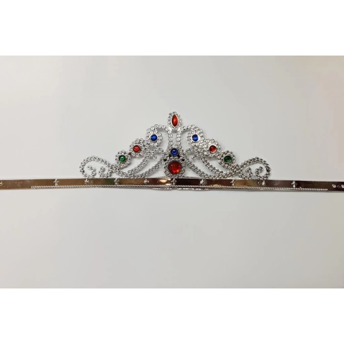 BFS   GümüşRenkPlastikPrensesTacıKraliçeTacı60cm