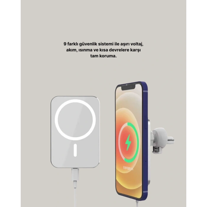 BFS iPhone Serileri ile Uyumlu MagSafe Manyetik Araç Telefon Tutucu ve Şarj Cihazı