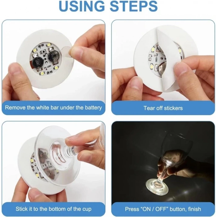 BFS   Işıklı Yapışkanlı Bardak Altı Aparatı Ledli 3 Fonksiyonlu 6 cm Çap