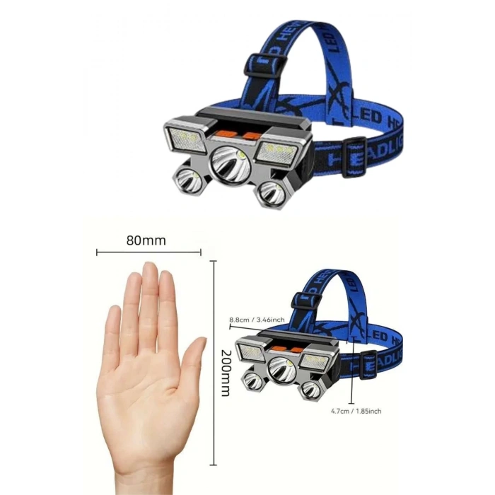 BFS Kafa Lambası 800 Lümen 4 Mod Yüksek Işık Flaşörlü Şarjlı Led Lamba