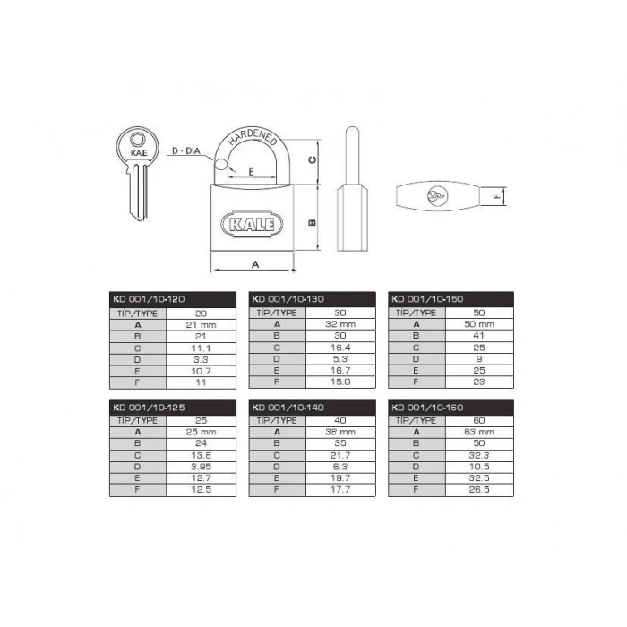BFS Kale 50 mm Gri Asma Kilit KD-001/10-150