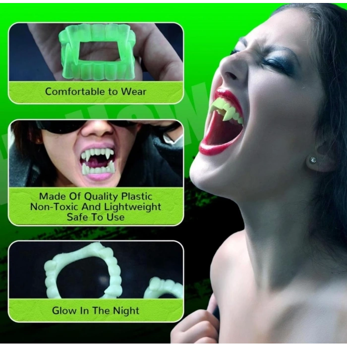 BFS  Karanlıkta Parlayan Fosforlu Çift Damak Takma Vampir Dişi