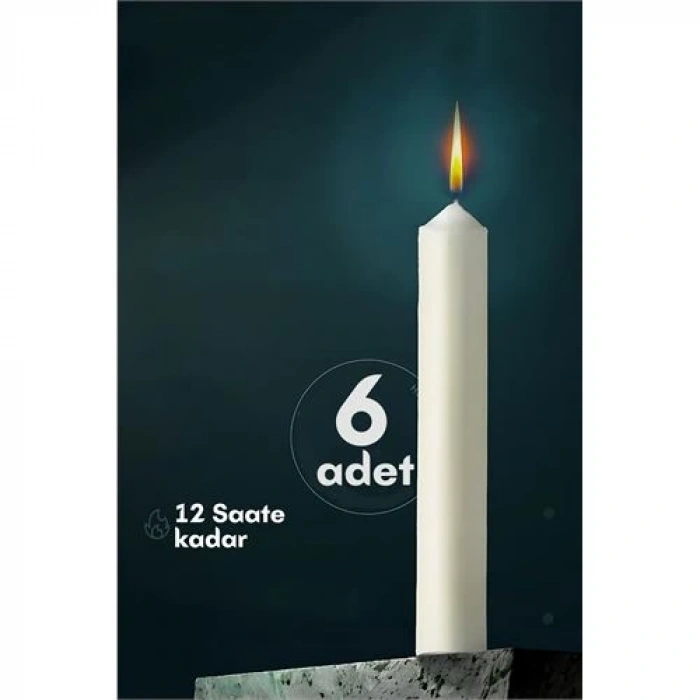 BFS  Klasik Mum 6 Adet - Kokusuz Mum