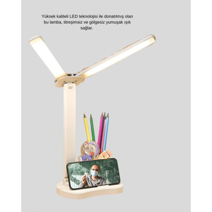 BFS LED Işıklı Masa Lambası – Göz Yormayan, Kısılabilir ve Esnek Başlıklı