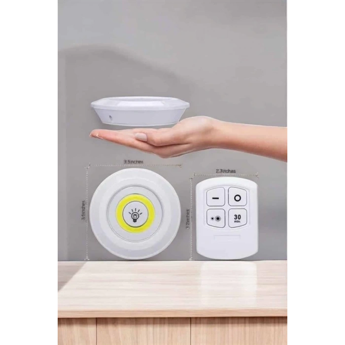 BFS Led Lamba 3lü Uzaktan Kumandalı Yapışkanlı Beyaz Işık
