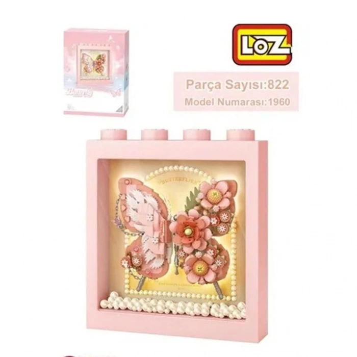 BFS  LZ-1960 LOZ PEMBE KELEBEK ÇERÇEVE 822 PARÇA BLOCK OYUNCAK