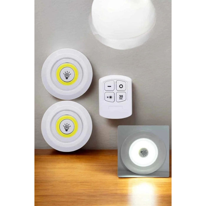 BFS Mutfak Dolap Altı Işığı Uzaktan Kumandalı Yapışkanlı Kablosuz Pilli