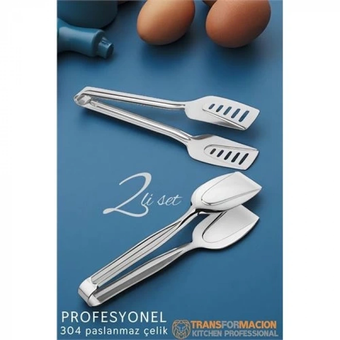 BFS  Mutfak Maşa Seti - Makarna Pasta Salata Çok Amaçlı Maşa 2 li SET 304 Paslanmaz Çelik