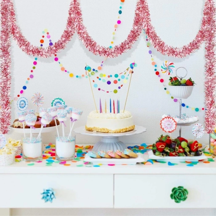 BFS   Parti İçin Sim Süs 2 Metre Uzunluk 6 cm Genişlik Pembe Renk İthal