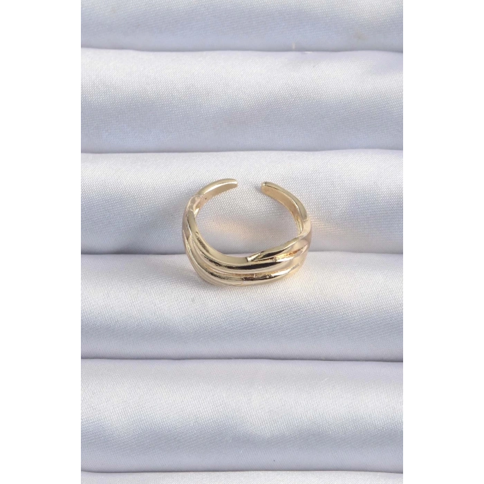 BFS Pirinç Altın Renk Kıvrımlı Ayarlanabilir Yüzük