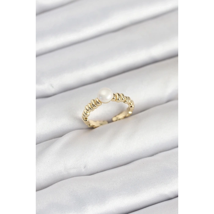 BFS Pirinç Gold Renk Göbek İnci Model Kadın Yüzük