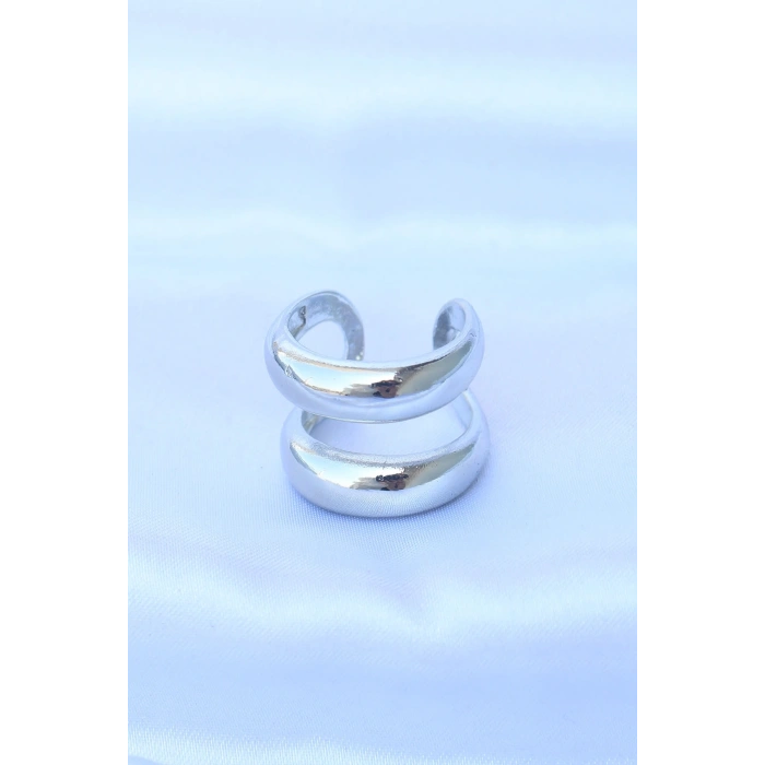 BFS Pirinç Gümüş Renk Ayarlanabilir Şerit Yüzük