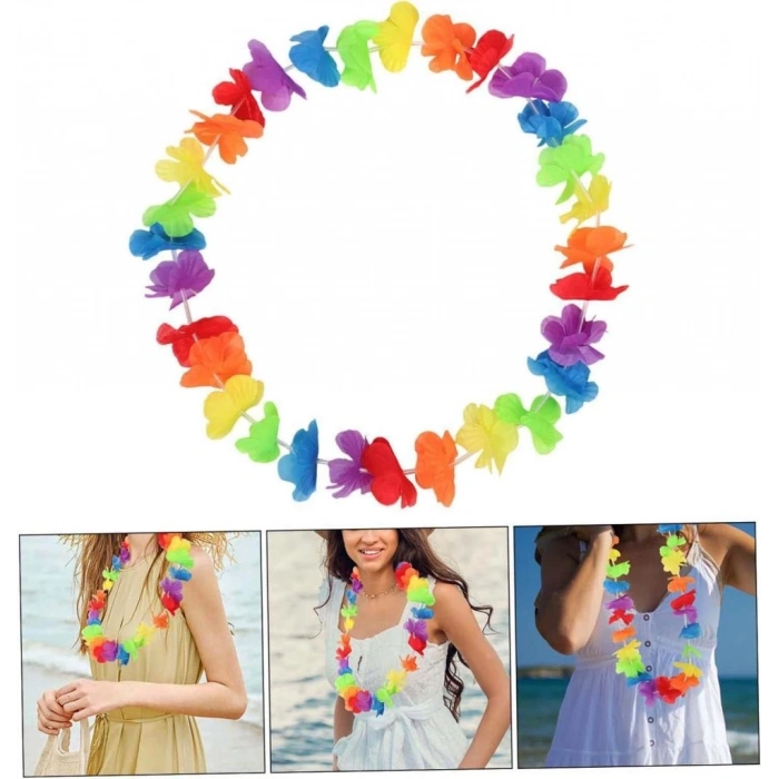 BFS   Rengarenk Hawaii Boyun Çelengi Havai Partisi Kolyesi 1 Adet