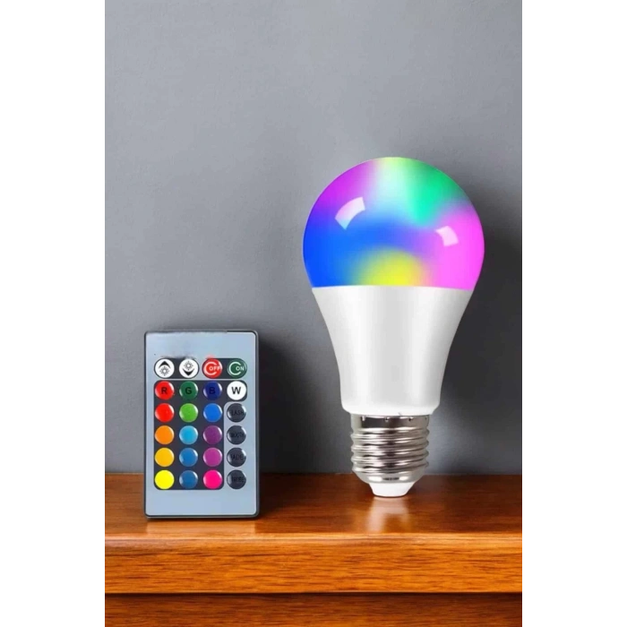 BFS Renk Değiştirebilen RGB Işıklı Led Ampul A+Enerji 15 Watt Led Işık