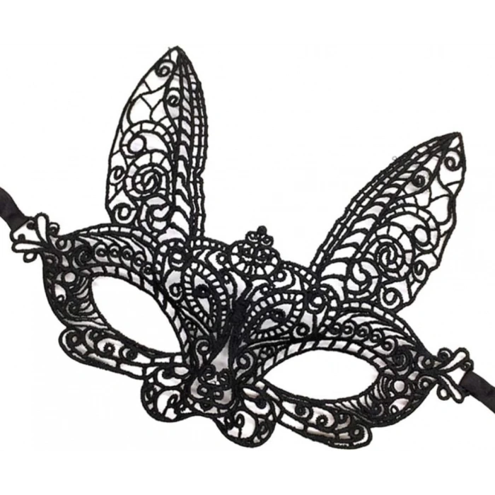 BFS   Siyah Renk Dantel Kesim Dantel İşlemeli Balo Parti Maskesi 7 No