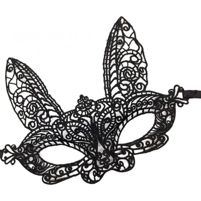 BFS   Siyah Renk Dantel Kesim Dantel İşlemeli Balo Parti Maskesi 7 No