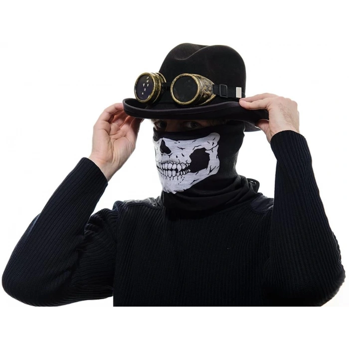 BFS   Siyah Renk Dikişsiz Çok Fonksiyonlu Çene Kafatası Yüz Maskesi Baf Buff Bandana Boyunluk Bileklik