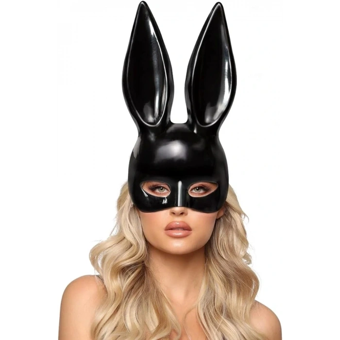 BFS Siyah Renk Ekstra Lüks Uzun Kulaklı Tavşan Maskesi 35x16 Cm