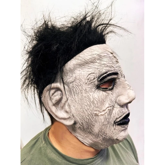 BFS   Siyah Saçlı Michael Myers Lateks Yüze Tam Yapışan Et Maske Korku Maskesi