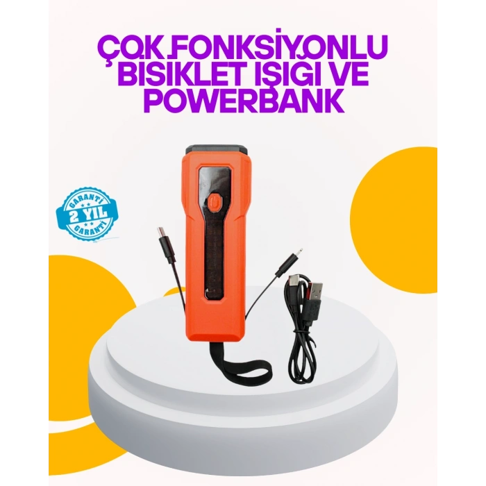 BFS Su Geçirmez Bisiklet Işığı 5000 mAh Powerbankli Ön Far