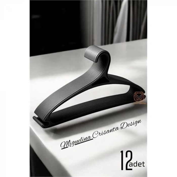 BFS Tasarım Askı Seti 12 ADET Elbise Askısı M.Crisanta SİYAH