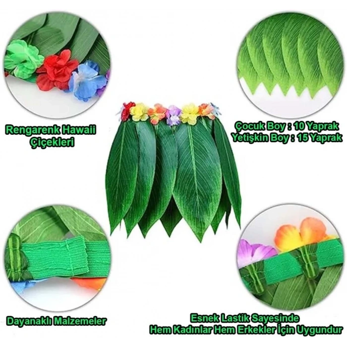 BFS   Tropikal Esintili Hawaii Yapraklı Parti Eteği Yetişkin Boy