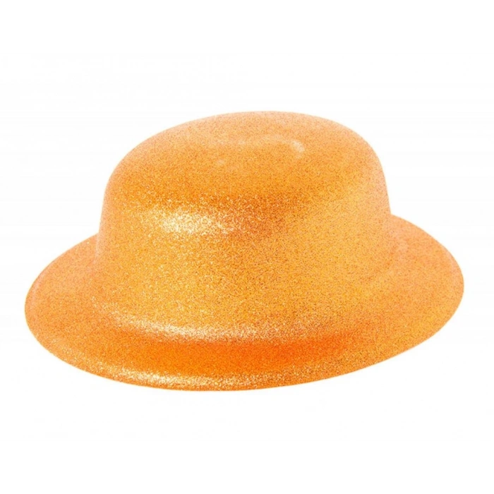 BFS     Turuncu Renk Simli Melon Yuvarlak Parti Şapkası 24x26 cm