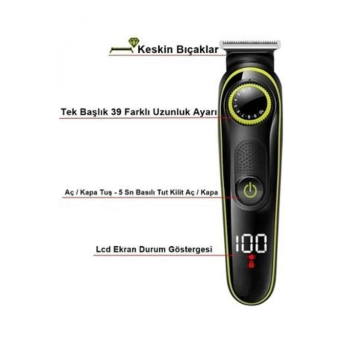 BFS Unısex Çok Fonksiyonlu Bakım Seti Led Göstergeli Tıraş Makinesi Saç Sakal Vücut