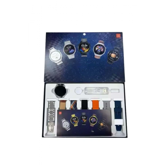 BFS Unısex Yuvarlak Ekranlı 7 Kordonlu Akıllı Saat GPS Destekli Çoklu Kordon Seçeneği