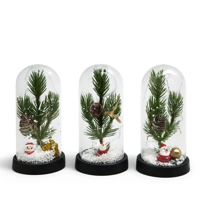 BFS Yılbaşı Temalı Işıklı  Dekoratif Cam Fanus Alk5074