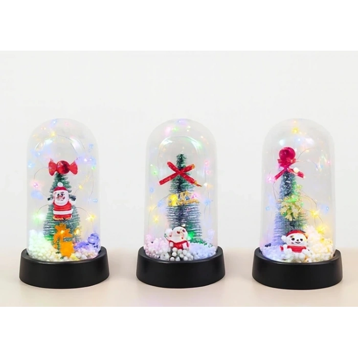 BFS Yılbaşı Temalı Işıklı  Dekoratif Cam Fanus Alk5076