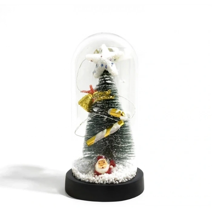 BFS Yılbaşı Temalı Işıklı  Dekoratif Cam Fanus Alk5077